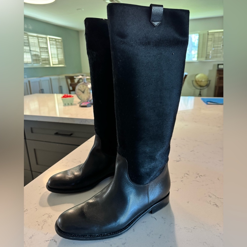 Black Leather Knee-High Boots